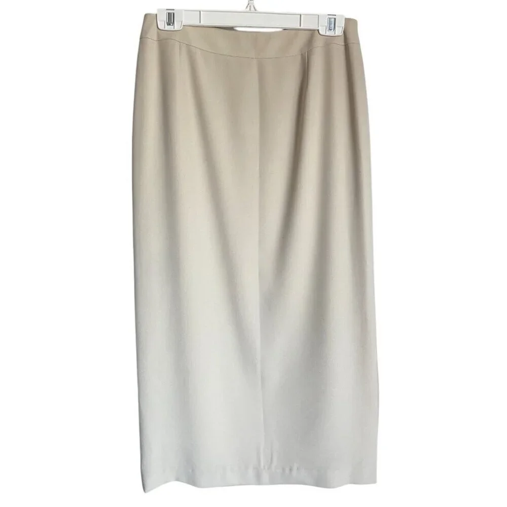 Vintage D'Oraz Beige Minimalist Pencil Midi Skirt 10 - Picture 1 of 5